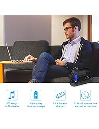 Auriculares inalámbricos POPCHOSE Bluetooth V5.0 Dual 3D estéreo True inalámbricos Deep Bass Mini en auriculares IPX5 impermeables con micrófono integrado, 16 horas de tiempo de reproducción