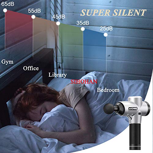Massage Gun, Handheld Deep Tissue Percussion Muscle Massager for Pain Relief, Rechargeable Cordless Portable Percussion Massage Device with 5 Massage Heads - Thumbnail 4