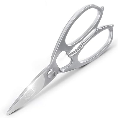 Newness Multi-Purpose Kitchen Scissors, Premium Stainless Steel Solid Kitchen Shears for Can Opener, Walnut Cracker, Heavy Duty Poultry Scissors with Sharp Blade for Cutting Turkey, Chicken, Bones