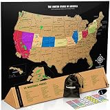 Landmass Scratch Off USA Map Poster - Scratch Off Map of The United States - 17 x 24 inches - US National Parks, State Capitals, Peaks and Highways