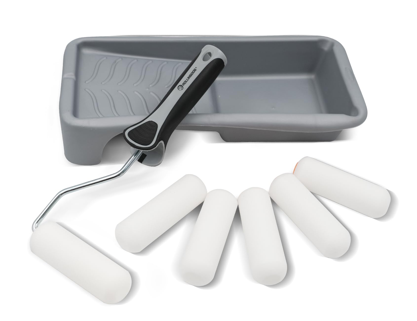 ROLLINGDOG Gloss Roller Set-Mini Rollers for Painting,Mini Pant Roller with High Density Mini Foam Paint Roller Cover Refills,Great for Glossing Cupboards, Window Sills,etc(4 Inches,Pack of 8)