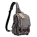 Ulgoo Canvas Messenger Bag Single Shoulder Backpack Durable Strap Travel Rucksack (Grey)