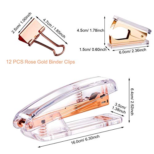 Rose Gold Desk Accessories,7-Piece Desktop Accessory Set - Desk Tray,Stapler and Staple Remover with Rose Gold Staples,Paper Clips Sets&Binder Clips,Table Photo Holder-for School Office Supplies Kit - Thumbnail 4