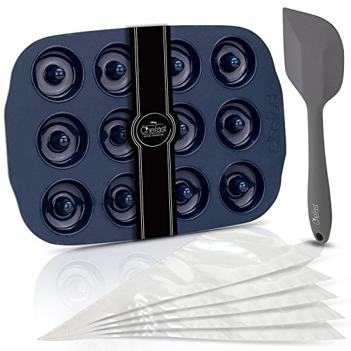 Chefast Silicone Donut Pan Kit 12 Hole NonStick Doughnut Molds, 5