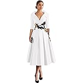 Long Sleeve Satin Mother of The Bride Dresses for Wedding Tea Length Formal Dress Lace Applique Prom Evening Gown