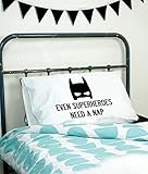 Kids Pillowcase Toddler Pillow Case (20x30 Inch Pillowcase, superhero batman good night sleep tight ) (Even Superheroes need a nap)