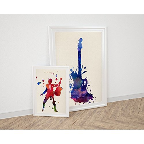 Nacnic PACK of sheets to frame ROCK. Watercolor style posters with music images. Home decoration. Frames to frame. Paper 250 grams