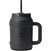 REDUCE Reusable 50 oz Cold1 Water Tumbler – Ergonomic Handle – Double-Wall Insulation – Sturdy Desktop/Tabletop Mug with Lid and Straw – BPA-Free – Stainless Steel for Gym, Home, or Office– Phantom
