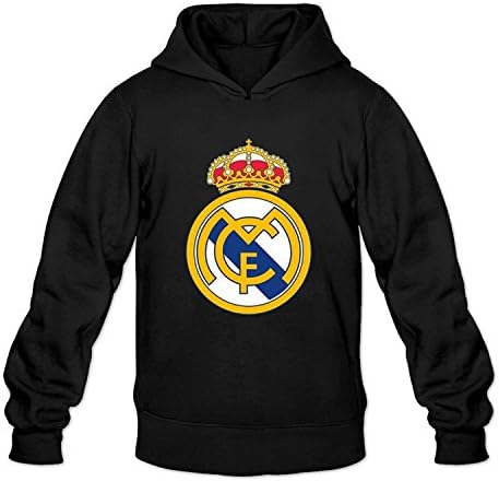 Mens Real Madrid Soccer Football Hoodie Sweatshirt 80% Cotton 20% Polyester (2XL, Black)