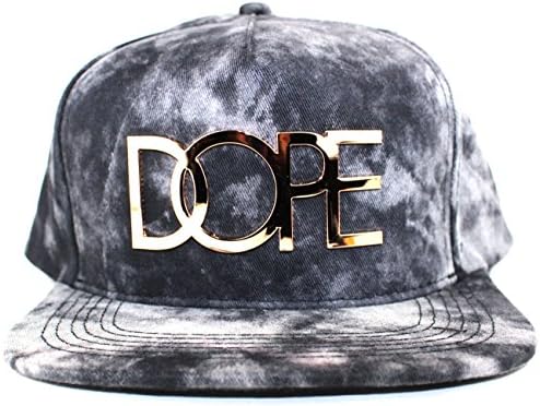 Dope Crystal Wash Gold Logo Snapback Baseball Cap Black/White