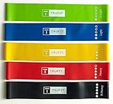 HIGH QUALITY #1 Recommended Exercise Resistance Loop Bands With Carrying Bag/Case- Set of 5 resistance level exercise loop bands