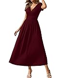 Gracyoga Summer Maxi Wrap Dress for Women Wine Red