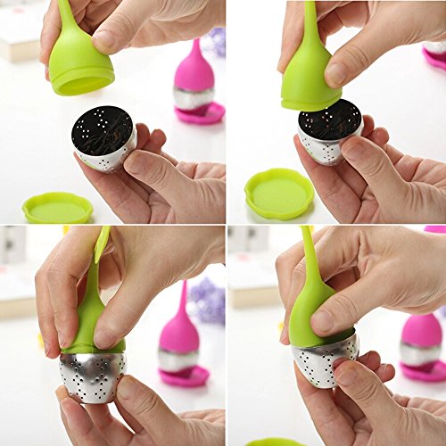 Zicome Silicone Tea Infuser with Drip Tray, Set of 2, Green