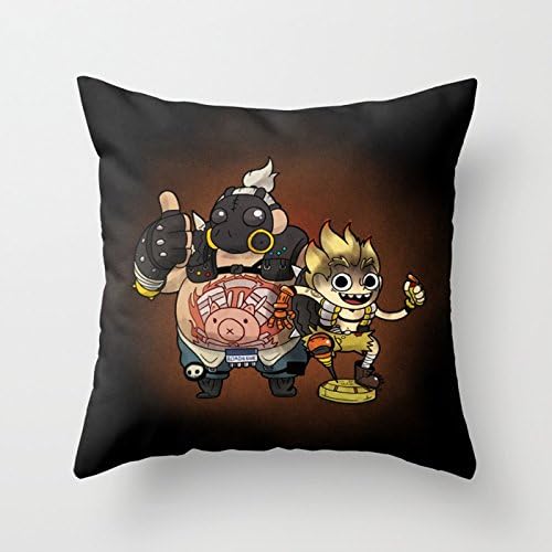 Roadhog &amp; Junkrat Pillow Case by Logan Niblock cartoon 1818 inches