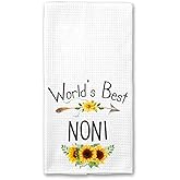 World's Best Noni Kitchen Towel, Floral Sunflower Kitchen Towel, Best Noni Ever, Gift Mothers Day Birthday Christmas Thanksgiving for Noni, Soft and Absorbent Kitchen Tea Towel