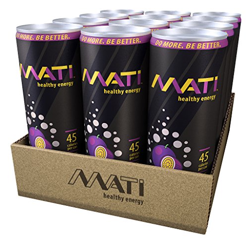 MATI Natural Healthy Energy Drink 12 Ounce (Passion Fruit, 12 Pack)