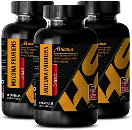 Enhance sexual desire - MUCUNA PRURIENSE EXTRACT - L-DOPA (99%) - Natural dopamine supplements - 3 Bottle 180 Capsules
