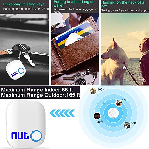 Key Finder with App for Phones- Evershop Smart Tracker Bluetooth Item Finder Car Key GPS Locator Alarm Reminder for Phone, Pets, Keychain, Wallet,Luggage (White and White)