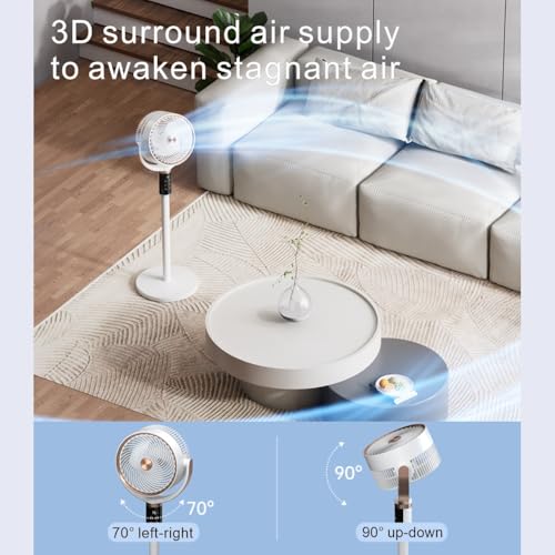 Floor Standing Fan with Remote Control - 8 Speed Adjustable Height, Timer, Shaking Head & Night Light, Quiet & Powerful Air Circulator for Bedroom, Home, Office - Household Pedestal Fans