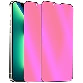 2PCS Anti-Blue Privacy Tempered Glass Mirror Anti-Spy Screen Protector Anti-Peeping Film Compatible with iPhone 13/13 Pro,6.1 inch Electroplated Colorful