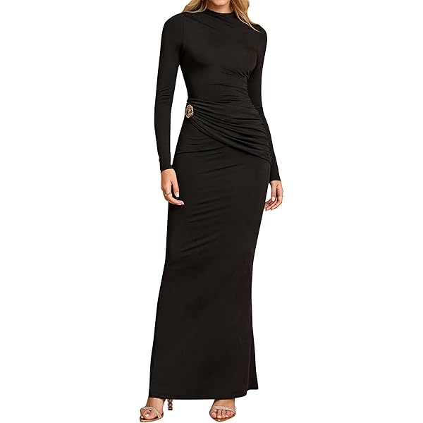 knee length dresses for ladies Long Sleeve Velour Gown with Scarf 12 / Merlot main image 1
