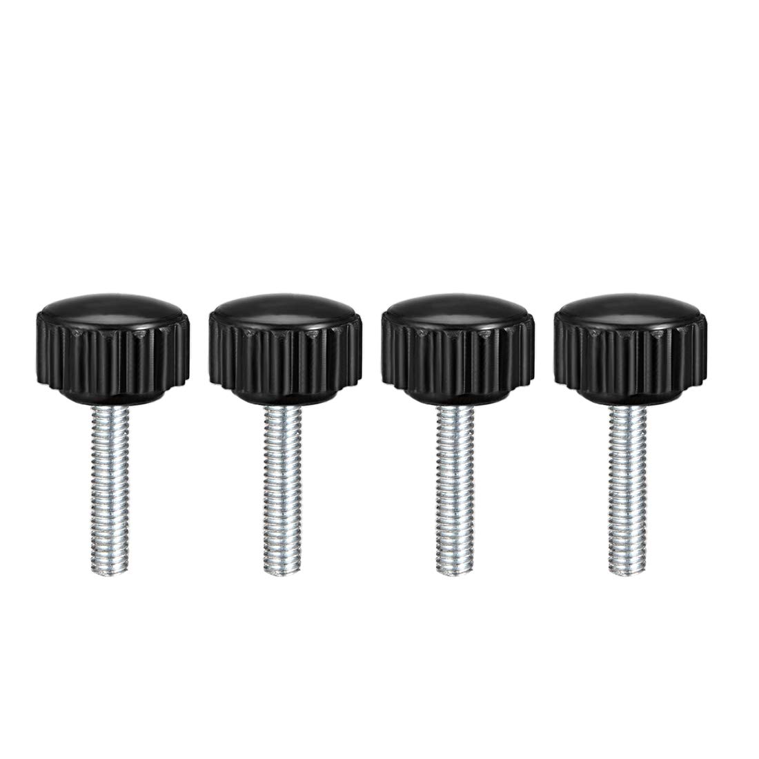sourcing map M4 x 20mm Metric Male Thread Knurled Clamping Knobs Grip Thumb Screw on Type Hand Clamping Handle Bolt with Plastic Knobs Black 4 Pcs