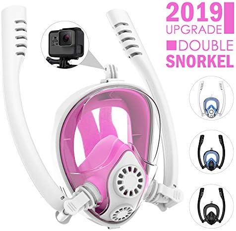 HENGBRID Full Face Snorkel Mask Seaview 180¡ãDouble-tube Free Breathing Safe System Snorkeling Mask Anti Leak Anti Fog Diving Mask Snorkel Set for Adults & Kids