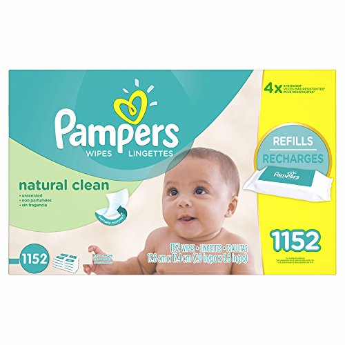 Pampers Baby Wipes Natural Clean (Unscented) (18 Refills, 1152 Count,  Natural Clean)