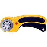 OLFA 45mm Ergonomic Rotary Cutter (RTY-2/DX) - Rotary Fabric Cutter w/Blade Cover & Squeeze Trigger for Quilting, Sewing, Cra