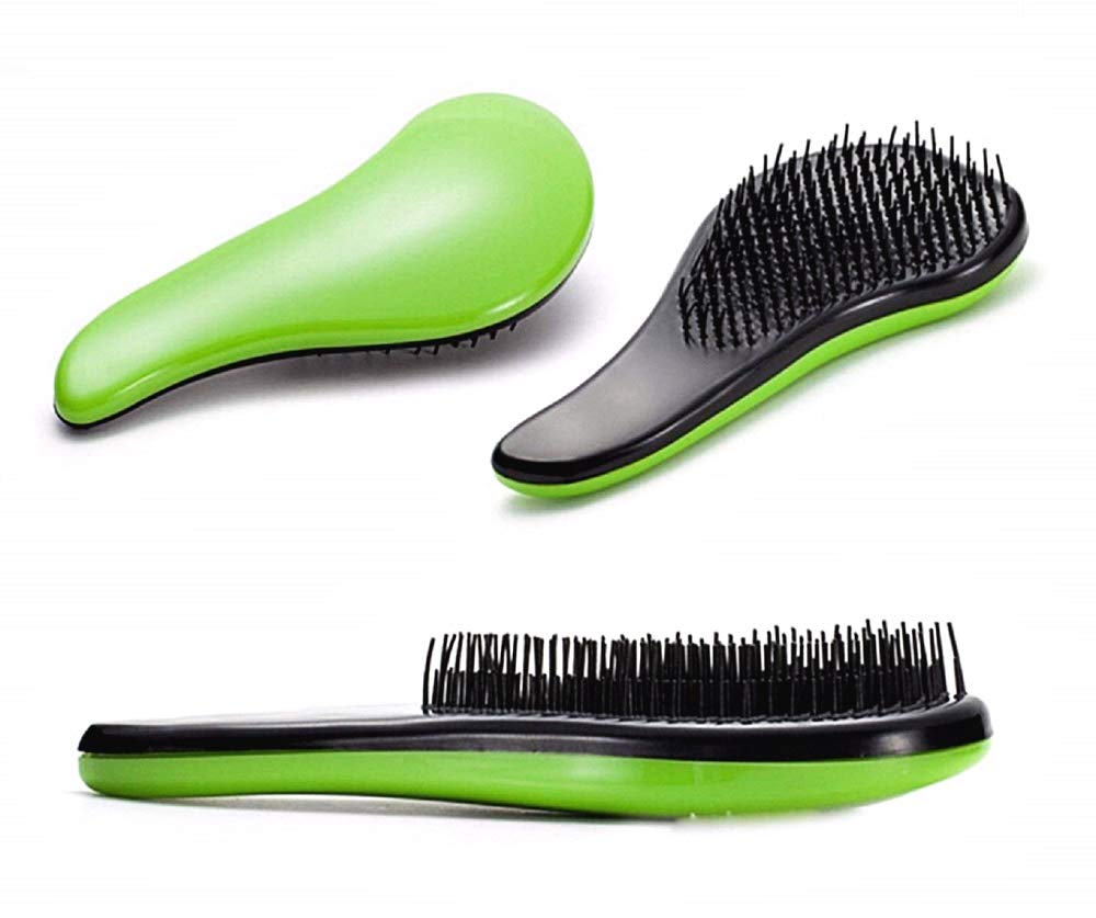 Hair brush - detangling - woman - girl - green color - original gift idea
