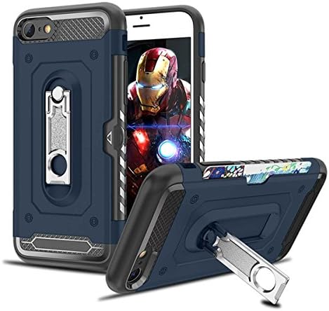 Heima iPhone 6 6s Wallet Case with 360 Degree Swivel Kickstand & Card Holder Slot Tough Armor Heavy Duty Protection TPU Impact Bumper Hybrid Case Cover for iPhone 6 / iPhone 6S (HM Series-Blue)