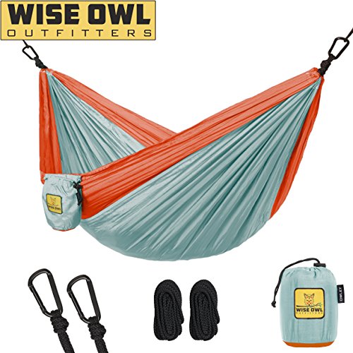 Wise Owl Outfitters Kids Hammock for Camping The Owlet Kid Child Toddler or Gear Sling Hammocks - Perfect Small Size for Indoor Outdoor or Backyard - Portable Parachute Nylon  Blue/Org