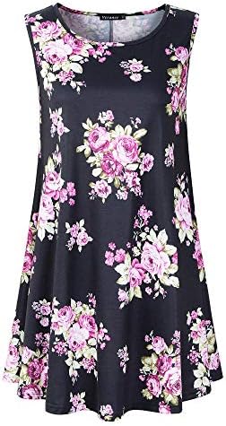 Veranee Women's Sleeveless Swing Tunic Summer Floral Flare Tank Top