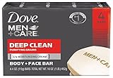 Dove Men+Care Body and Face Bar, Deep Clean 4 oz, 4 Bar