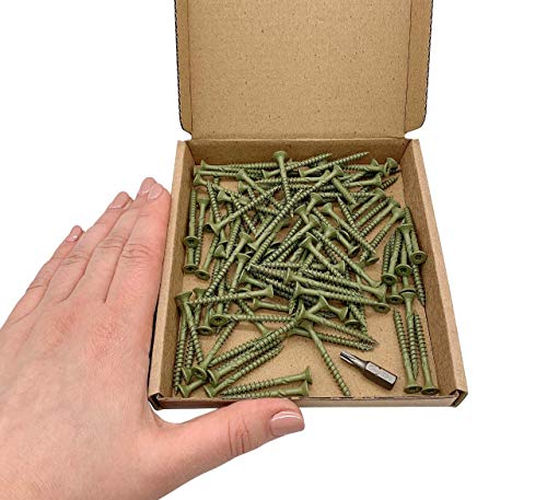 (100 Stück) grün Korrosionsschutz Finish 4,0 x 40 mm Holzbauschrauben Torx Kopf Typ 17 Senkkopf Außenschraube (100, 4,0… – Bild 3