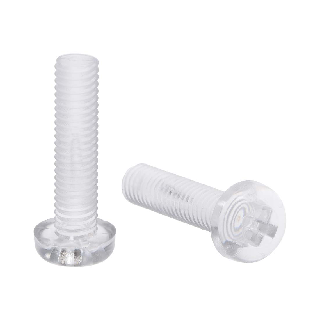 sourcing map M5x20mm Plastic Screws 9mm Head Dia PC Transparent Acrylic Phillips Cross Pan Hand Tighten Screw 50Pcs
