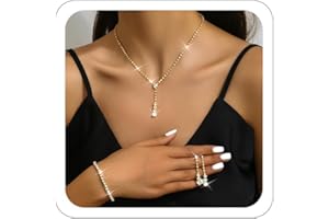 MEZTOLE Gold Jewelry Set for Prom,Pearl Necklace Earrings Bracelet Crystal Bridal Wedding Prom Dresses Costume Jewelry Accessories Rhinestone Bridal Jewelry Set for Women