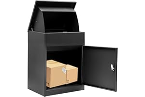 Ydocabinit Package Delivery Boxes for Outside, Extra Large Mailbox for Parcel, Galvanized Steel Parcel Mailbox, Wall Mounted Lockable Anti-Theft for Porch,Curbside L-Black