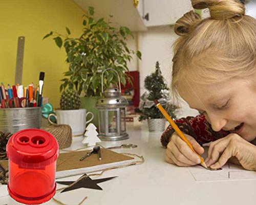 Wekoil Manual Pencil Sharpener Dual Twin Holes Duty Metal Sharp Blade Jumbo Crayon XL Sharpener with Large Round Catches Sharpening Regular HB Pencils Graphite Colored Pencils for Kids Teachers