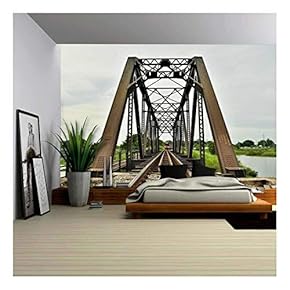 a Train Crossing The Bridge,Thailand - Removable Wall Mural | Self-Adhesive Large Wallpaper - 66x96 inches