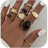 MOEEIJEW Chunky Gold Ring Set for Women Stacking Crystal Knuckle Finger Ring Set Statement Punk Party Jewelry