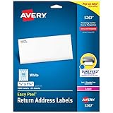 Avery Return Address Labels with Sure Feed for Laser Printers, 0.5" x 1.75", 2,000 Labels, Permanent Adhesive (5267)