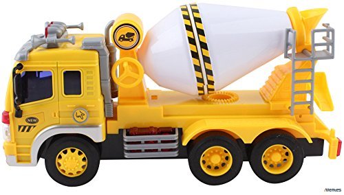 Memtes Friction Powered Cement Mixer Truck Toy with Lights and Sound for Kids