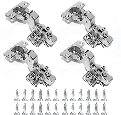 4 Pcs Inset Soft Close Kitchen Cupboard Hinges - Cabinet Hinges for Cupboard Doors & Wardrobe Doors (35mm)