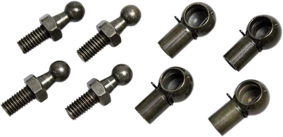 JINGLINGKJ 10MM Ball Socket M8 Male Screw Bolt M6 Female Thread Detachable Gas Spring Metal Ball Joint Connector with Metal Wire End Fitting Bearing Joint 4pcs (4PCS M6)