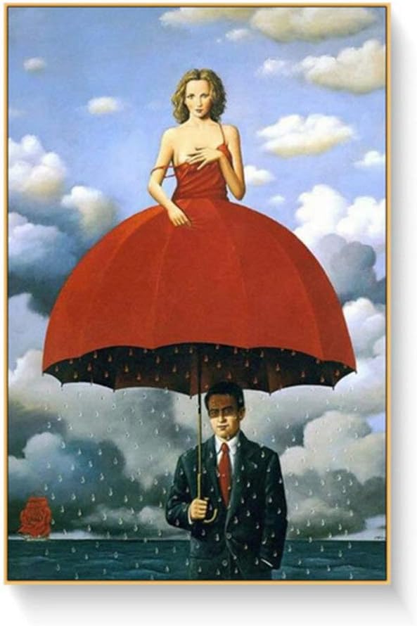 ASLKUYT Rene Magritte lienzo pintura surrealismo ilustraciones clásicas