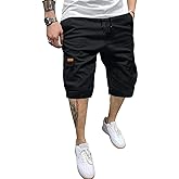 JMIERR Mens Casual Cotton Twill Cargo Shorts Drawstring Classic Chino Stretch Short with 6 Pockets