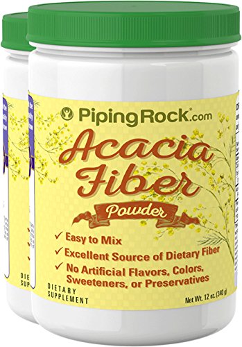 Piping Rock Acacia Fiber Powder 2 Bottles x 12 oz (340 g) Easy Mix Dietary Supplement