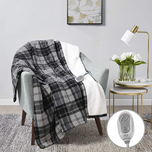 MP2 Heated Plush Sherpa Throw Electric Blanket for Lap w/ 3 Heating
