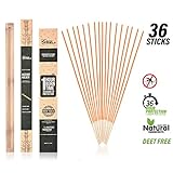 EnvyDeal Garden Mosquito Repellent Incense Sticks Natural 36 Pack with Bamboo Stand Indoor Outdoor Patio Lemongrass, Rosemary and Citronella